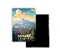 Magnets Frigo Villes du Monde - 300 Modèles aux Choix - Aimants Réfrigérateur - Souvenirs Touristiques - Cadeau Original - 5,4 x 7,8 cm - 1 Unité (Ankara)