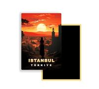 Magnets Frigo Villes du Monde - 300 Modèles aux Choix - Aimants Réfrigérateur - Souvenirs Touristiques - Cadeau Original - 5,4 x 7,8 cm - 1 Unité (Istanbul)