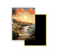 Magnets Frigo Villes du Monde - 300 Modèles aux Choix - Aimants Réfrigérateur - Souvenirs Touristiques - Cadeau Original - 5,4 x 7,8 cm - 1 Unité (Malta)