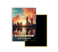 Magnets Frigo Villes du Monde - 300 Modèles aux Choix - Aimants Réfrigérateur - Souvenirs Touristiques - Cadeau Original - 5,4 x 7,8 cm - 1 Unité (Rotterdam)