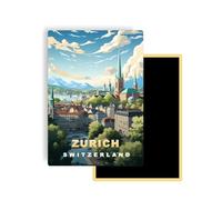 Magnets Frigo Villes du Monde - 300 Modèles aux Choix - Aimants Réfrigérateur - Souvenirs Touristiques - Cadeau Original - 5,4 x 7,8 cm - 1 Unité (Zurich)