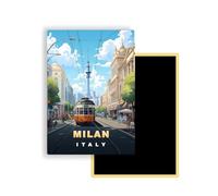 Magnets Frigo Villes du Monde - 300 Modèles aux Choix - Aimants Réfrigérateur - Souvenirs Touristiques - Cadeau Original - 5,4 x 7,8 cm - 1 Unité (Milan)