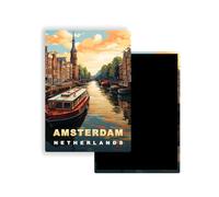 Magnets Frigo Villes du Monde - 300 Modèles aux Choix - Aimants Réfrigérateur - Souvenirs Touristiques - Cadeau Original - 5,4 x 7,8 cm - 1 Unité (Amsterdam)