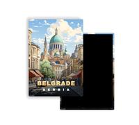 Magnets Frigo Villes du Monde - 300 Modèles aux Choix - Aimants Réfrigérateur - Souvenirs Touristiques - Cadeau Original - 5,4 x 7,8 cm - 1 Unité (Belgrade)