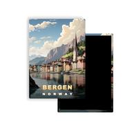 Magnets Frigo Villes du Monde - 300 Modèles aux Choix - Aimants Réfrigérateur - Souvenirs Touristiques - Cadeau Original - 5,4 x 7,8 cm - 1 Unité (Bergen)