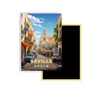 Magnets Frigo Villes du Monde - 300 Modèles aux Choix - Aimants Réfrigérateur - Souvenirs Touristiques - Cadeau Original - 5,4 x 7,8 cm - 1 Unité (Seville)