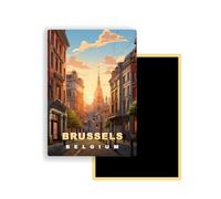 Magnets Frigo Villes du Monde - 300 Modèles aux Choix - Aimants Réfrigérateur - Souvenirs Touristiques - Cadeau Original - 5,4 x 7,8 cm - 1 Unité (Brussels)