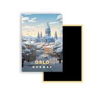Magnets Frigo Villes du Monde - 300 Modèles aux Choix - Aimants Réfrigérateur - Souvenirs Touristiques - Cadeau Original - 5,4 x 7,8 cm - 1 Unité (Oslo)