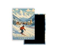 Magnets Frigo Villes du Monde - 300 Modèles aux Choix - Aimants Réfrigérateur - Souvenirs Touristiques - Cadeau Original - 5,4 x 7,8 cm - 1 Unité (Chamonix - France)