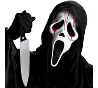 magnetspiele Masque Ghostface, Masque Horreur Avec Faux Couteau Halloween, Masquen Scream Adulte, Ghost Face Mask, Ghostface Mask, Costume Scream pour Cosplay Carnaval, Halloween (B)