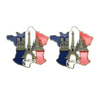 Magnette Aimant frigo France,Aimants Paris Architecture France,Aimant De Frigo en Métal Représentant Trois Grands Bâtiments De France sur La Carte,Autocollant De Réfrigérateur-2 Pieces