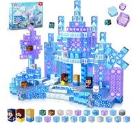 Magneverse Construction magnetique Enfant, 100 Pièces Magnetic Blocks, Construisez Château Bleu Transparent de Glace et de Neige, Cube Magnétique pour Garçons et Filles de 3 4 5 6 7 8 9 Ans Cadeaux