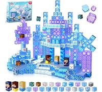Magneverse Construction magnetique Enfant, 100 Pièces Magnetic Blocks, Construisez Château Bleu Transparent de Glace et de Neige, Cube Magnétique pour Garçons et Filles de 3 4 5 6 7 8 9 Ans Cadeaux