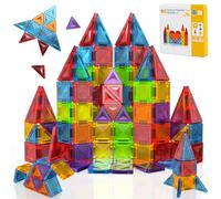 Magneverse Construction Magnetique Enfant 56 Pièces dans Valisette Métallique - Jeu de Voyage pour Construire Château, Fusée & Avion - Jouet Montessori dès 3 Ans - Bloc Magnetique Cadeau Créatif STEM