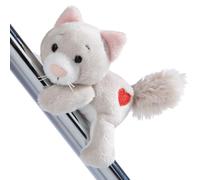MagNICI Chat Love Peluche 12 cm Gris - Peluche Durable avec Aimant - Animal magnétique pour réfrigérateur, Tableau Noir, élément métallique et Beaucoup Plus, Superbe idée Cadeau