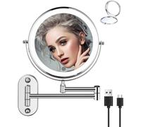Magnification Lighting Led Cosmetic Mirror 360° Swivel Shaving Mirror Wall Mounted Makeup Mirror For Bathroom With Lighting 1x 10x Magnification With 3 Colours Lights