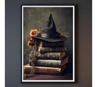 Magnifique affiche scolaire représentant un château, une bibliothèque ou un hibou, impression sur toile, peinture à l'huile, décoration murale pour la maison ou la chambre (60 x 90 cm, sans cadre)