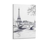 Magnifique album photo de famille moderne - Impression sur toile - Affiche de voyage de la Tour Eiffel et du pont parisien