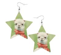 Magnifique Alpaga Blanc Avec Une Écharpe Rouge Pendantes Légères Pendantes En Cuir Double Face Boucle D'Oreille Pour Quotidien Femme