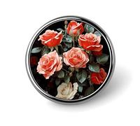 Magnifique badge décoratif en forme de rose rond en alliage d'aluminium durable pour chemises, vestes, chapeaux, uniformes - 2,5 cm