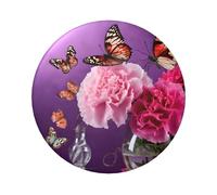 Magnifique badge rond avec papillon violet - Design en fer blanc durable avec impression sur un seul côté, parfait pour les cadeaux personnalisés et la décoration de vêtements, taille unique