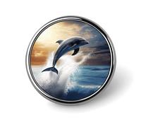 Magnifique badge rond en forme de dauphin personnalisé léger et durable en fer blanc pour chapeau, vêtements, sac à dos, épingles décoratives, circulaire, alliage d'aluminium
