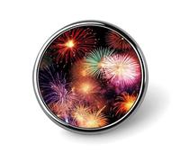 Magnifique badge rond en forme de feu d'artifice pour chapeaux, vestes, décoration personnalisée, accessoires de bijoux pour fête de mariage