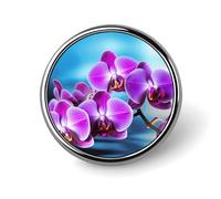 Magnifique badge rond en forme d'orchidée, 25 mm / 1 pouce, pièces détachées pour épingles classiques, boutons pour chemises et vêtements, broche personnalisée
