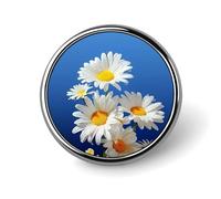 Magnifique badge rond en métal avec motif marguerite - Pour vêtements, sacs, chapeaux - Décoration de fête - Accessoires pour homme et femme