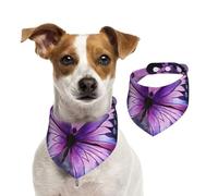 Magnifique bandana d'été pour chien motif papillon violet, lavable et réglable - Bavoirs triangulaires mignons pour chiens de taille moyenne et grande taille