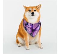 Magnifique bandana papillon violet pour chien - Grande écharpe triangulaire réglable - Double écharpe réversible lavable - Mouchoir quotidien pour chien de taille moyenne et grande - Cadeau