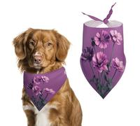 Magnifique bandana pour chien à fleurs violettes lavable et réglable, écharpe respirante pour animaux de compagnie de petite, moyenne et grande taille, accessoire tendance mignon pour animal de