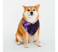 Magnifique bandana pour chien à motif floral violet - Grande écharpe triangulaire réglable - Double écharpe réversible lavable - Mouchoir quotidien pour chien de taille moyenne et grande - Cadeau