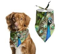 Magnifique bandana pour chien motif paon - Écharpe triangulaire lavable en polyester - Bandana mignon pour animaux de compagnie - Pour chiens et chats de taille moyenne et grande