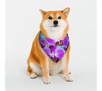 Magnifique bandana pour chien orchidée - Petite écharpe triangulaire réglable - Double écharpe réversible lavable - Mouchoir quotidien pour chien de taille moyenne et grande - Cadeau