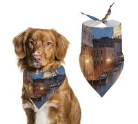 Magnifique bandana pour chien Venice at Night - Mouchoir réglable - Décoration de fête pour animaux de compagnie - Écharpe triangulaire pour chien de petite et moyenne taille - Accessoire de costume