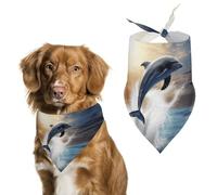 Magnifique bandana réglable pour chien dauphin - Décoration de fête pour animal domestique - Écharpe triangulaire pour chiot et chat de petite et moyenne taille