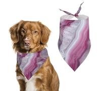 Magnifique bandana triangulaire réglable pour chien et chat avec texture marbre blanc et rose