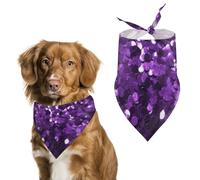 Magnifique bandana violet à paillettes pour chien et chat - Bavoirs triangulaires lavables pour animaux domestiques