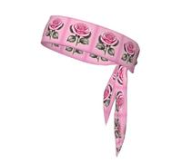 Magnifique bandeau athlétique double face avec roses roses imprimées pour tennis, ninja, karaté, course à pied et yoga