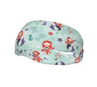 Magnifique bandeau bandana imprimé sirène - Léger et respirant - Pour le sport - Idéal pour les cheveux longs