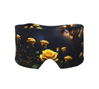 Magnifique bandeau de sommeil latéral unisexe avec roses jaunes et cache-oreilles (68,1 x 10,9 cm), intérieur et extérieur, voyage, yoga, confort réglable