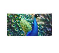 Magnifique bannière à suspendre avec motif de paon pour Halloween, fête de Noël - 60 x 120 cm - Toile de fond pour photographie, tapisserie murale pour toile de fond d'anniversaire, décoration