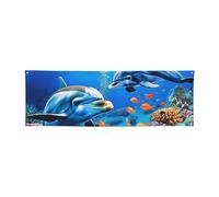 Magnifique bannière à suspendre motif dauphins du monde sous-marin pour Halloween, fête de Noël - 60 x 180 cm - Toile de fond pour photographie, tapisserie murale pour toile de fond d'anniversaire