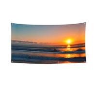 Magnifique bannière de fête avec imprimé océan lever de soleil pour anniversaire, mariage, vacances et actions saisonnières