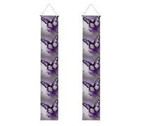 Magnifique bannière de porte motif papillon violet pour Thanksgiving, décoration extérieure, utilisation intérieure ou extérieure, facile à accrocher et réutilisable