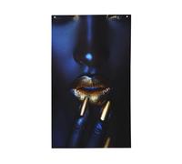 Magnifique bannière de vœux avec œillets pour décoration d'intérieur ou d'extérieur Motif lèvres dorées 91 x 152 cm