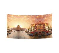 Magnifique bannière décorative avec motif Vue du canal de Venise avec métal, panneau à suspendre pour intérieur et extérieur, œillets, 1 paquet