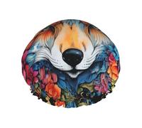 Magnifique bonnet de douche réutilisable à motif de loup abstrait - bonnet de douche double couche imperméable, élastique et respectueux de l'environnement pour un usage quotidien