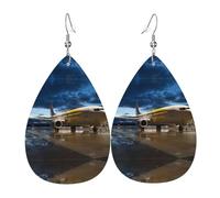 Magnifique boucle d'oreille en cuir imprimé drapeau américain pour femme - Bijoux légers en forme de larme - Accessoire de Saint-Valentin, taille unique, Cuir